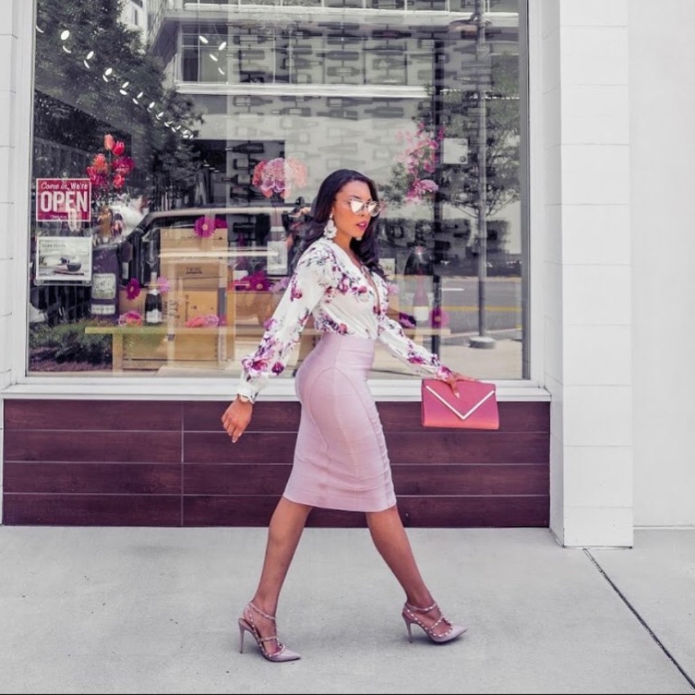 Body con pink skirt